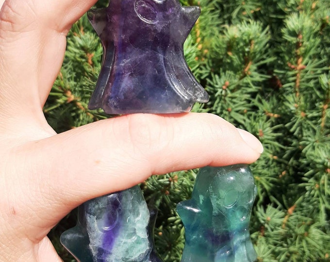 Grade AA Rainbow Fluorite Crystal Ghost Spooky Halloween Aesthetic Decor, gothcore crystals, wire wrap crafts, handmade witch jewelry supply