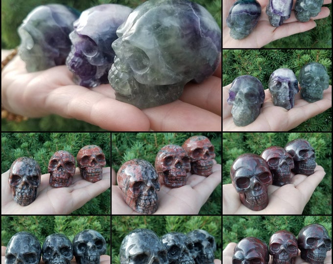 Crystal Skull Carving palm stone, Gothcore Aesthetic Altar Decor, Goth girl crystals, wire wrapping crafts, diy witch jewelry supply