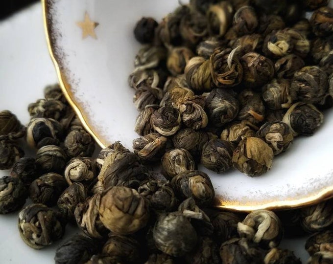 Jasmine Pearls Green Tea Gourmet Organic Loose Leaf Tea, Black Green and White Tea, Tea Sample Set, Gift for Tea Lover, Teas of the World