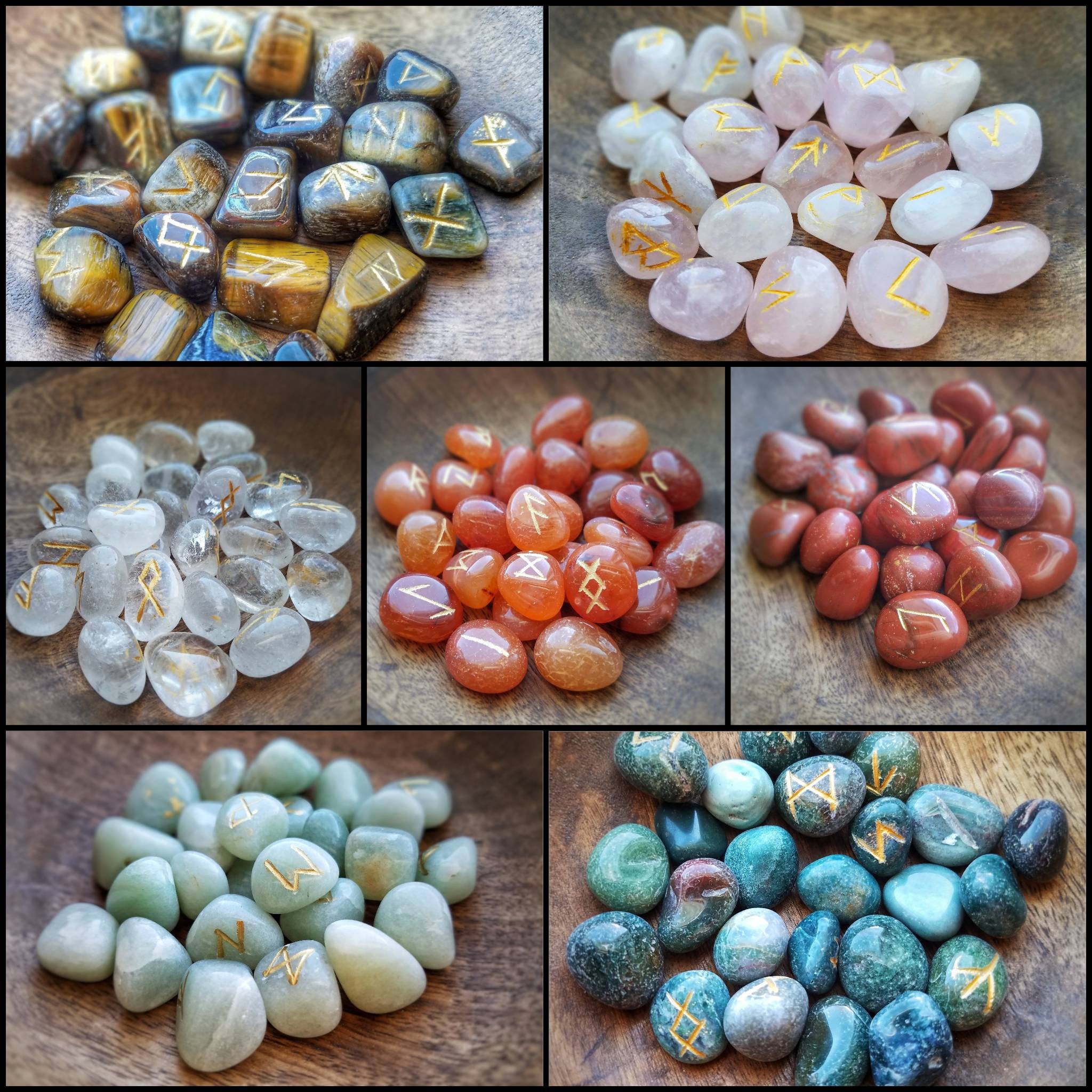 Powerful Rune Stone Set - Hand Carved on Gemstones