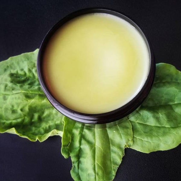 Simply Plantain Salve, Wildcrafted organic herbal balm, ethically created unscented botanically infused handcrafted salve