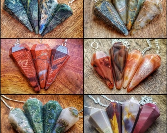 Faceted Crystal Pendulums, Crystal Dowsing Divination Tool, Wiccan Altar Pagan Witches Gemstone Energy Work, Empath Tools