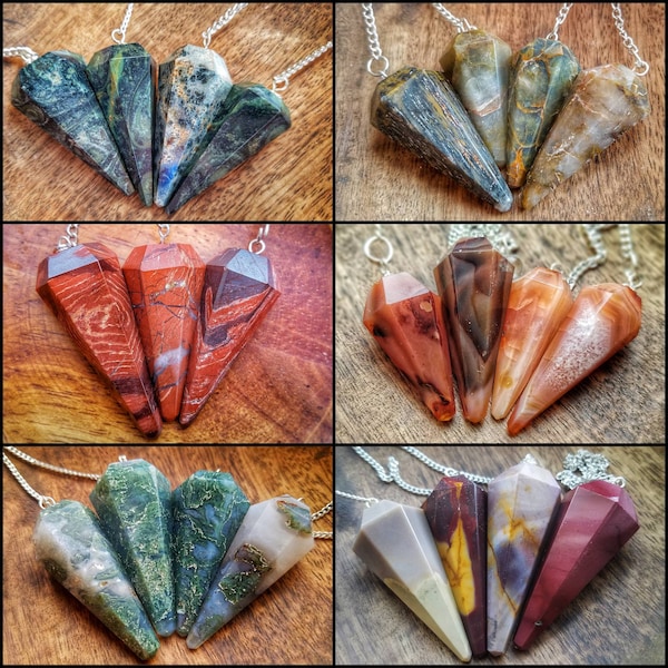 Faceted Crystal Pendulums, Crystal Dowsing Divination Tool, Wiccan Altar Pagan Witches Gemstone Energy Work, Empath Tools