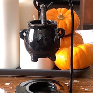 Hanging Cauldron Ceramic Oil Burner with Stand, Tea Light Oil Diffuser Lamp for Wax Melt Warmer, kitchen witch decor, Wicca Altar Herb Spell image 5