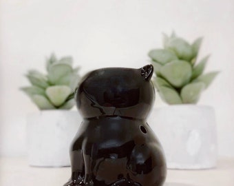 Deity Bastet Black Cat Ceramic Oil Burner Tea Light Oil Diffuser Lamp, Wax Melt Warmer, kitchen witch pagan decor, Bast Egyptian Cat Goddess