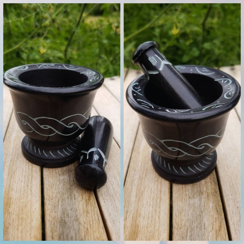 Mortar and Pestle Set Marble Mortar Etched Stone herb Etsy