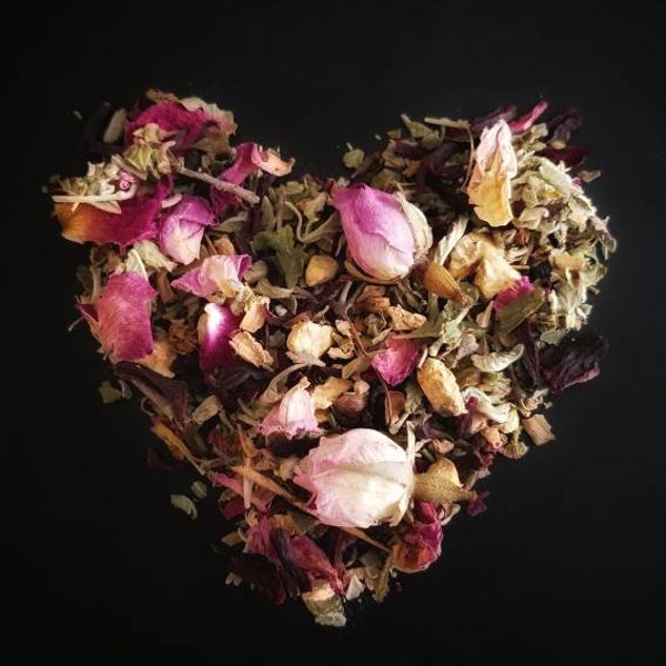 Aphrodite Loose Leaf Tea Blend, Aphrodisiac, handcrafted artisan wildcrafted organic gourmet herbal tea, all natural tea bag, caffeine free