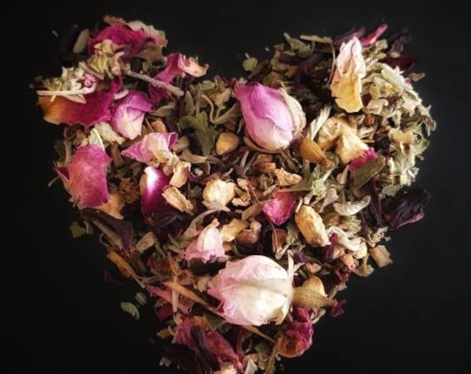 Aphrodite Loose Leaf Tea Blend, Aphrodisiac, handcrafted artisan wildcrafted organic gourmet herbal tea, all natural tea bag, caffeine free