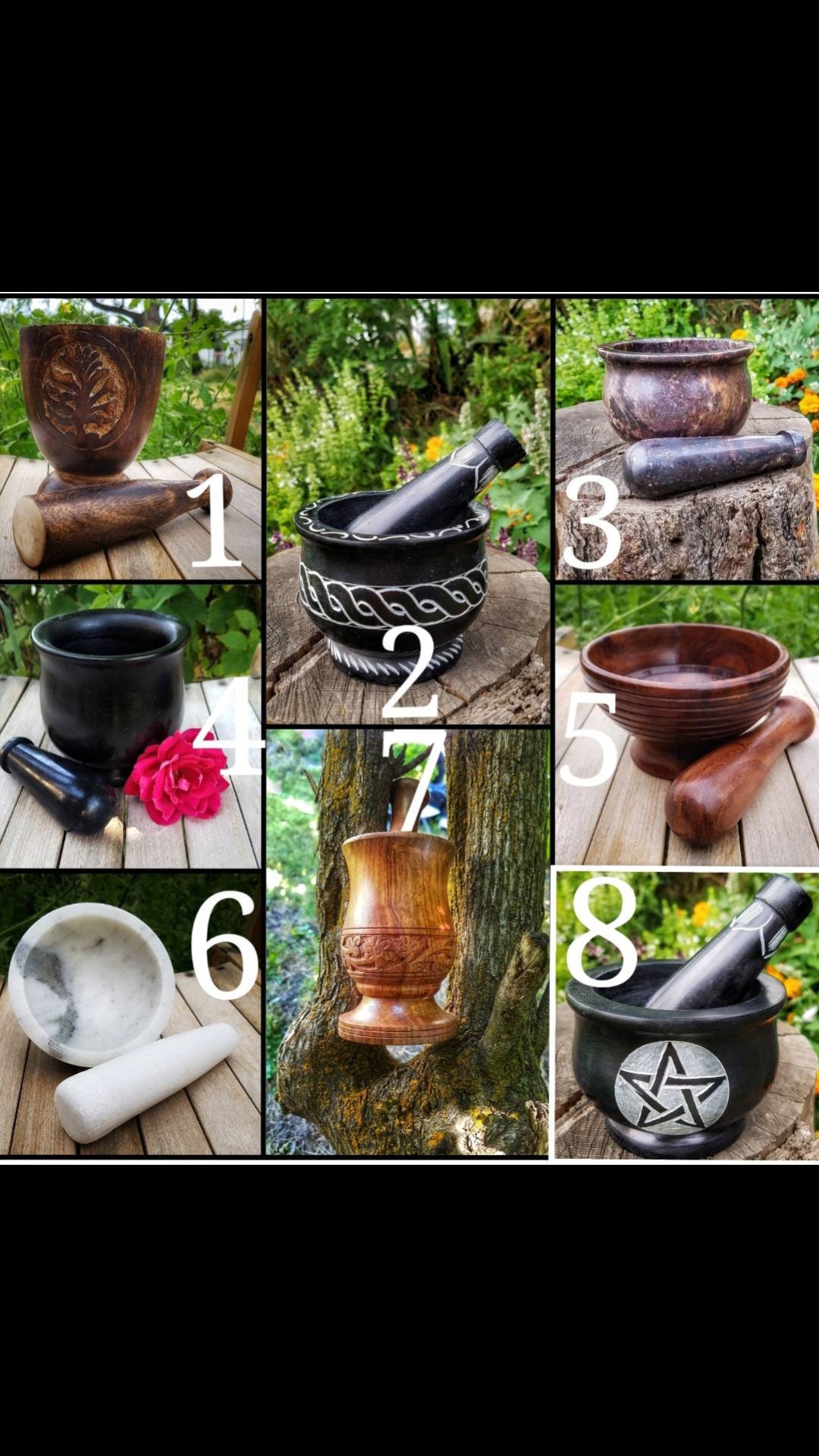 XL Mortar and Pestle Set, Marble Mortar, Cast Iron Cauldron, Etched