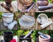 XL Mortar and Pestle Set, Marble Mortar, Cast Iron Cauldron, Etched Stone herb grinder, kitchen decor, Apothecary, Wiccan Altar,Herb Spell
