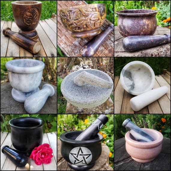 XL Mortar and Pestle Set Marble Mortar Cast Iron Cauldron Etsy