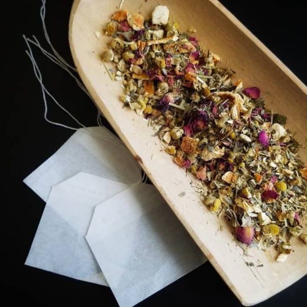 Seasonal Allergy Pollen Buster Spring Loose Leaf Tea Blend, handcrafted artisan wildcrafted organic herbal tea