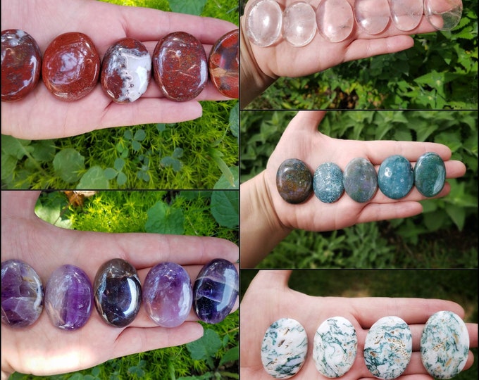 Crystal Worry Thumb Stones, Natural Polished Crystal Gemstone Pocket Stones, Acupressure Reflexology Palm Stones, Crystal Witch Meditation