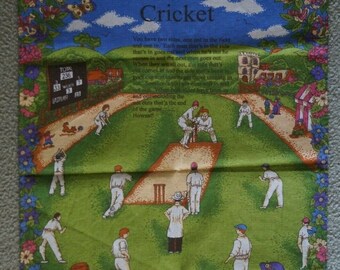 Cricket Collectable Vintage Tea Towel - Table Cloth - Cricket The Game Howzat