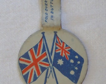 Capstan Flags Series WWI Era Australia Historic Vintage Antiquarian Tin Badge