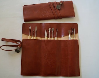 Craft Sculpting Modelling Carving Ceramic Polymer Clay Wax DIY Tools 10 piece Set with Handy Roll Up Carry Pouch