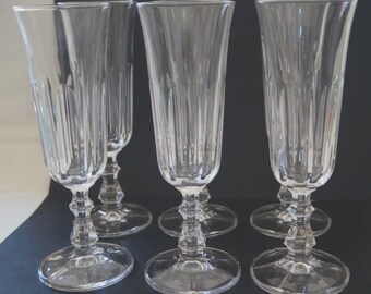 Vintage Crystal 6 x Set Champagne Flute Wine Glass Goblet Set Great Condition