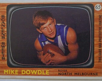 North Melbourne AFL-VFL Football Vintage 1967 Scanlens Football Card Mike Dowdle