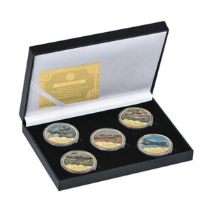 World War II RAF 100 Years Anniversary Set of 5 Gold Plated Coins with Case COA