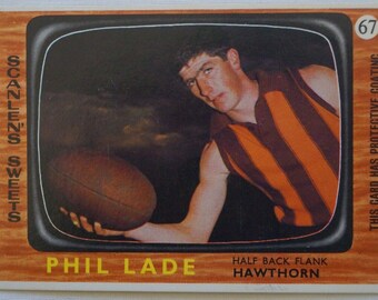 Hawthorn Hawks AFL-VFL Football Vintage 1967 Scanlens Trade Card Phil Lade