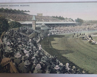 Australian Horse Racing History Antiquarian Flemington Racecourse Melbourne Postcard