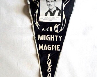 Collingwood AFL-VFL Football Rare Vintage 1960 T. Merrett Testimonial Pennant