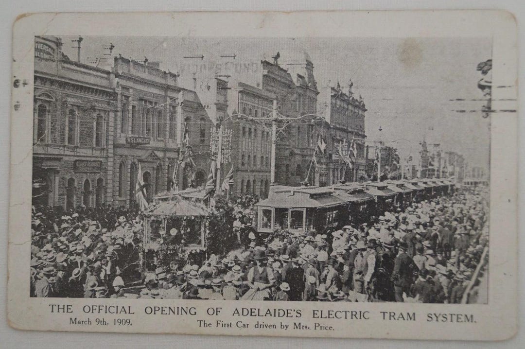 The Official Opening Electric Tram System Adelaide Australia Historic ...