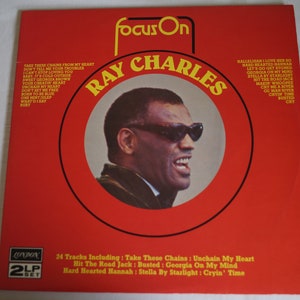 Collectable - Vintage 1975 - Classic Rock and Roll History x2 Vinyl LP Record Album - Ray Charles - Focus On