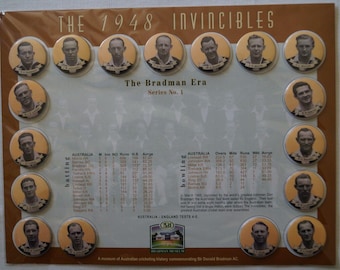 Cricket-Bradman Museum Release 1948 Invincibles Player Badge Complete Sealed Set