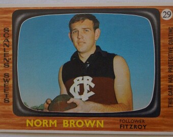 Fitzroy Lions AFL-VFL Football Vintage 1967 Scanlens Trade Card Norm Brown