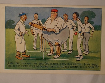 Vintage - Antiquarian - Comic - Cricket - Postcard - A New Rule.