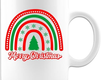 Rainbow Merry Christmas Coffee Mug, Merry Christmas Gift, Rainbow Merry Christmas Coffee MugCoffee Cup, Christmas Gift for him