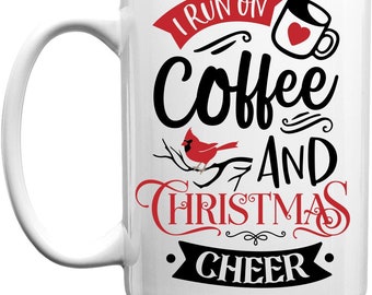 Coffee and Cheer Christmas Coffee Mug, Merry Christmas Gift, Coffee and Cheer Christmas  Coffee Cup, Christmas Gift for him