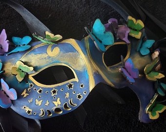 Leather Galaxy Butterfly Masquerade Mask