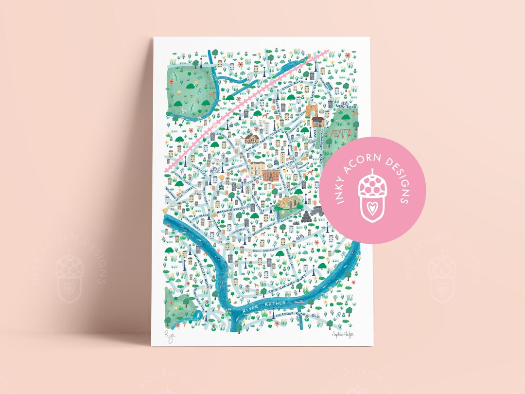 Wild Rye Community Map Illustrated Rye Map Unframed Art Print | Available in A5, A4, A3 Size ...