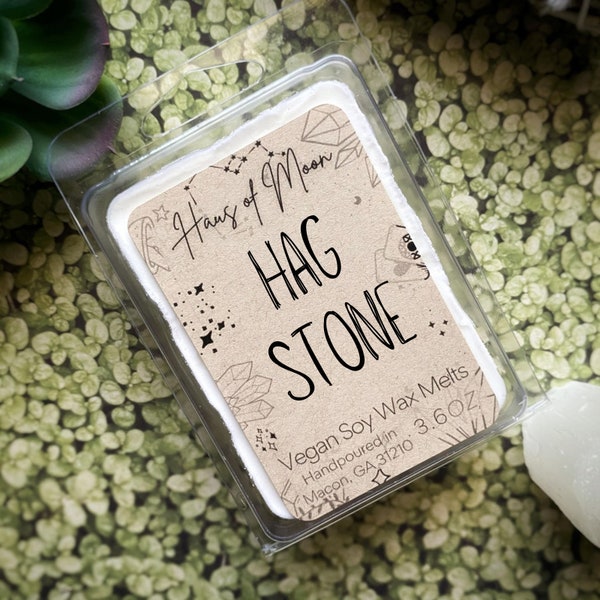 Hag Stone Soy Wax Melt | Petrichor Candle | After Rain Scent | Outdoorsy Gift for Hippie Mom | Mother’s Day Present for Plant Lover | Vegan