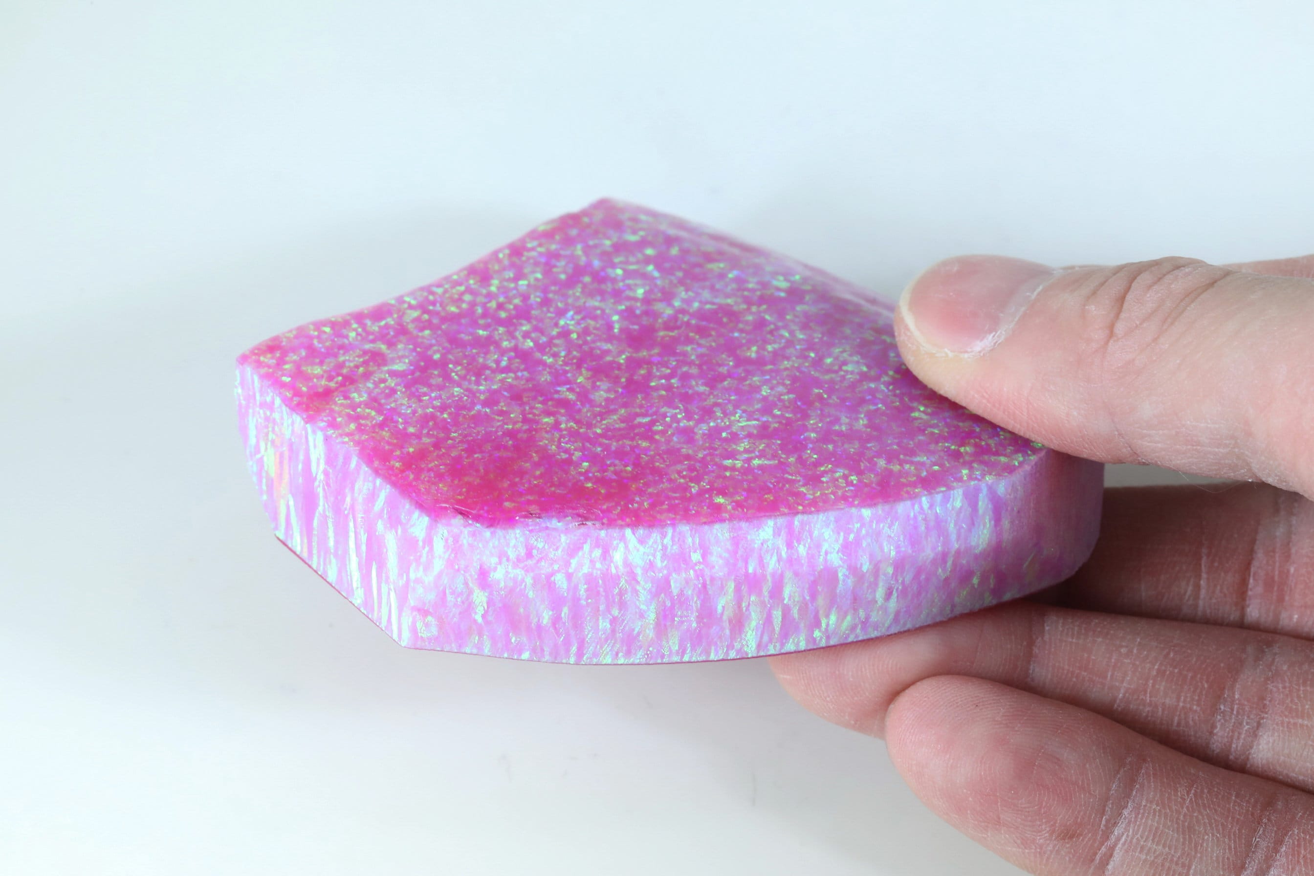 Bello Opal 87g OP10 Bubble Pink reactive lab created grown synthetic opal rough block slab guitar inlay silver carving bracelet pendant