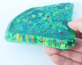 Jelly Opal 242g OP519 Bello Opal Green Lab created grown synthetic opal rough block slab inlay wood carving crushed resin pendant jewelry