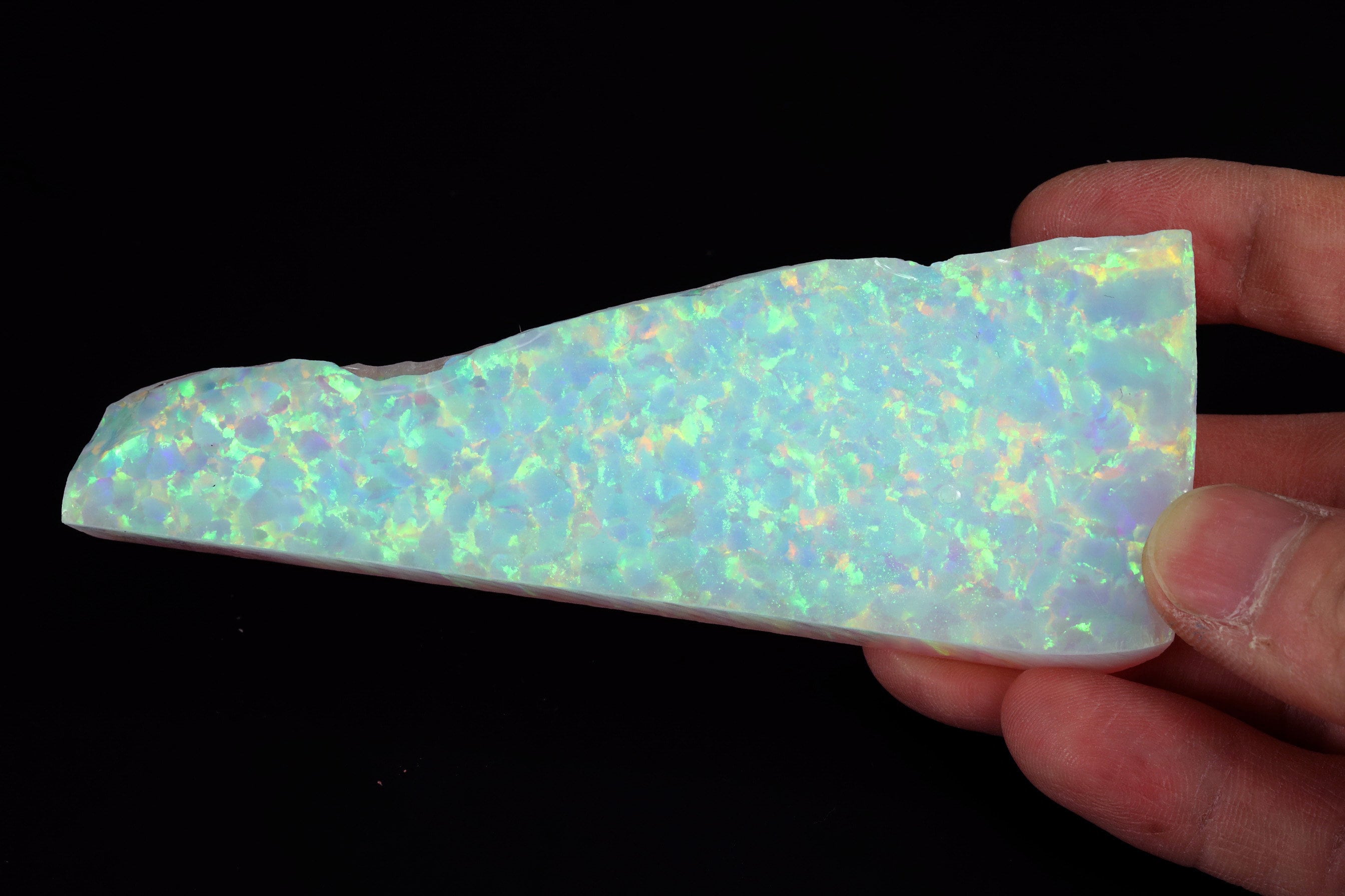Jelly Opal 82g OP533 Bello Opal White Lab Grown Synthetic Opal Rough Slab Stone for opal inlay ring and carving (Kyocera Opal)