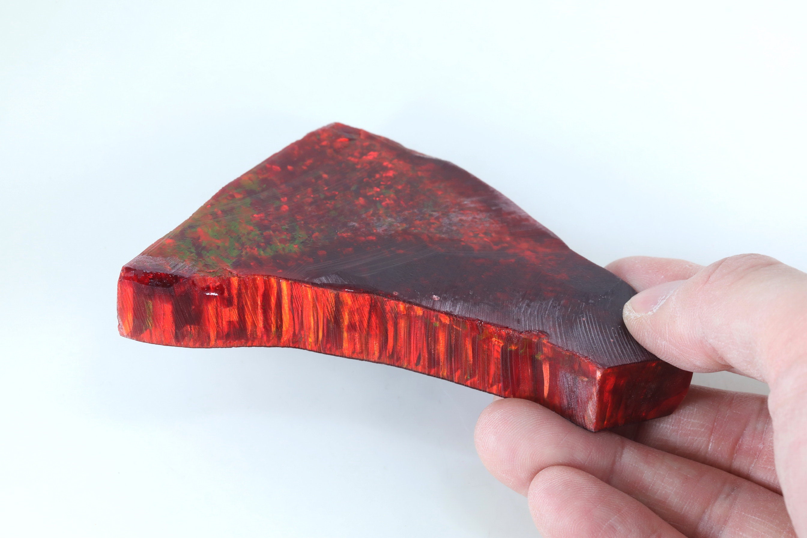 Red Jelly Opal Slab OP526 96g Lab Grown Kyocera Opal for Inlay