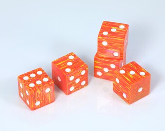 1 piece 16mm Bello Opal dice OP30 fire orange lab grown synthetic opal handmade DIY bead game casino