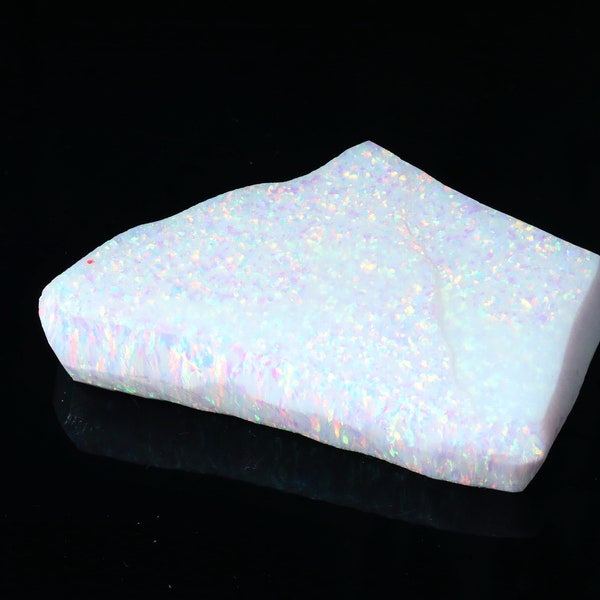 Bello Opal 50g UV reactive OP17 White Lab grown synthetic opal rough block slab silver inlay ring and wooden resin pendant brass diy charm