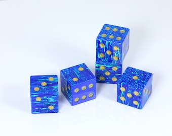 1 piece 16mm Bello Opal dice OP27 royal blue lab grown synthetic opal handmade DIY bead game casino