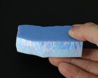 Bello Opal 86g OP85 Light Blue Lab Created Stimulated Opal Rough Block Stone for wood and Stainless Steel engraving charm and wedding band