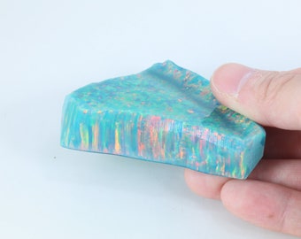 Jelly Opal 65g OP536 Bello Opal Green Lab Grown Synthetic Opal Rough Slab Stone for opal inlay ring and carving (Kyocera Opal)