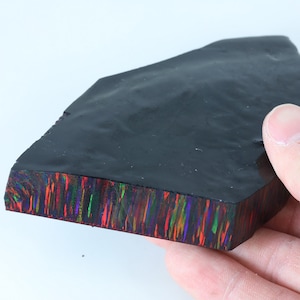 Bello Opal 139g OP71 Black Lab grown synthetic opal rough block slab for opal chips inlay ring pendant stainless steel brass fashion jewelry