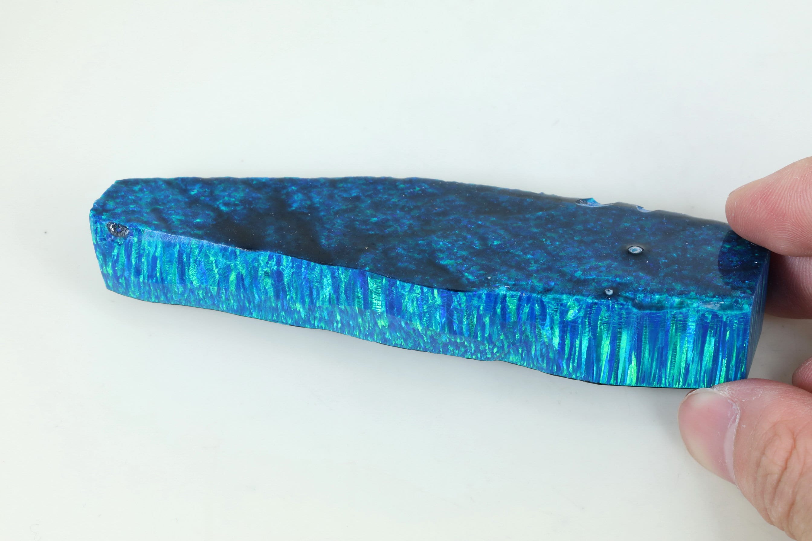 OP63 Green Bello Opal Slab: 65g Lab-grown Synthetic Opal for