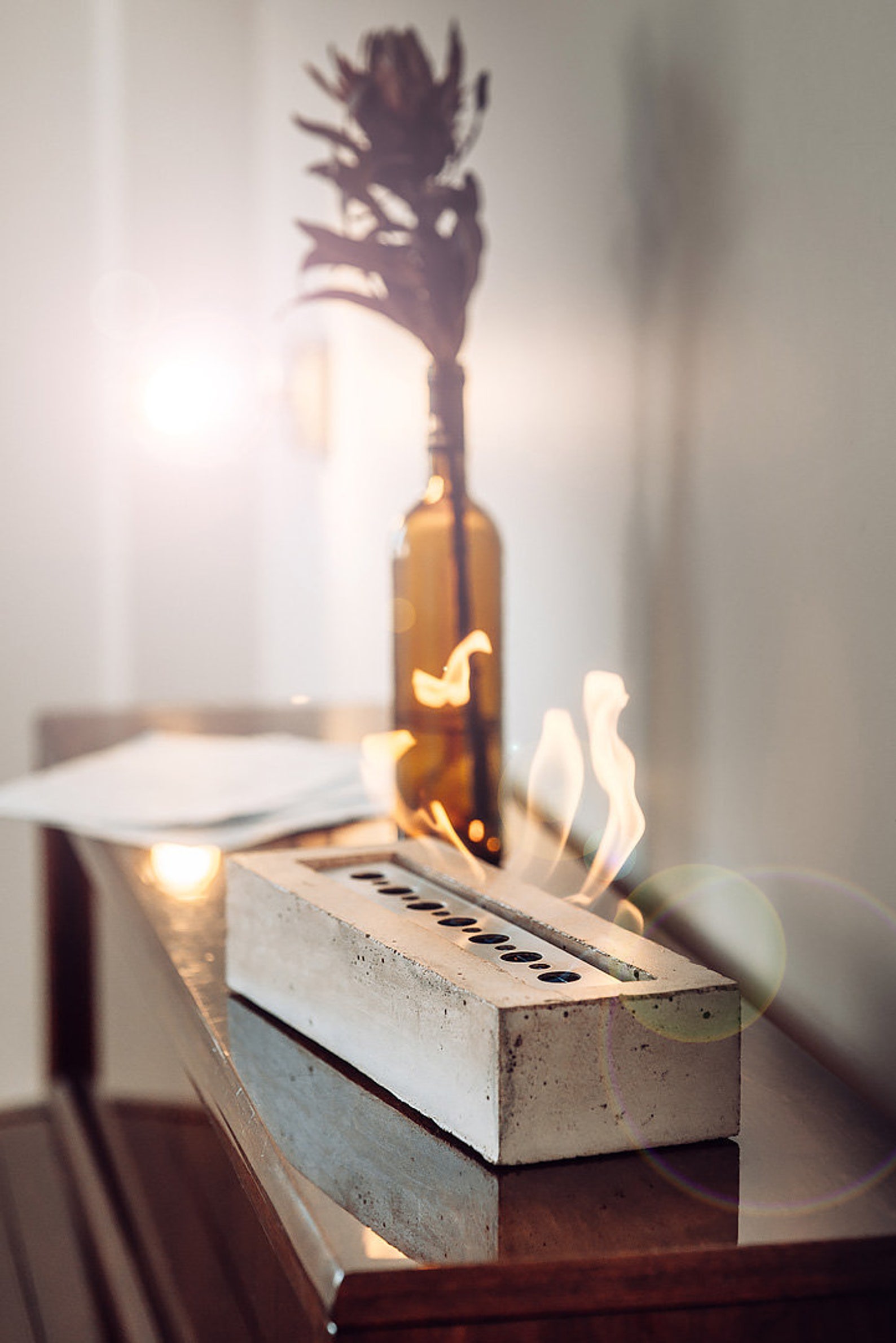 Minimalist Home Decor, Table Top Firepit, Table Decorations, Home Living Room Decor Ideas