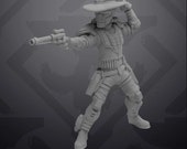 Blue Merc Gunslinger Miniature - UNPAINTED 3D Printed Skull Forge Studios Legion RPG Scifi Role Playing D D