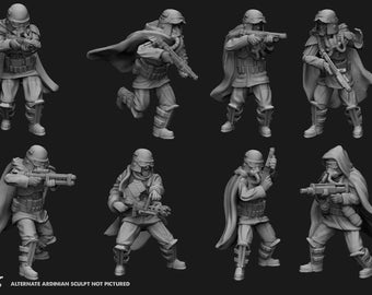 Grunge Trooper Squad Miniatures - 8 Miniature Bundle - SW Legion Compatible (38-40mm tall) Resin 3D Print - Skullforge Studios